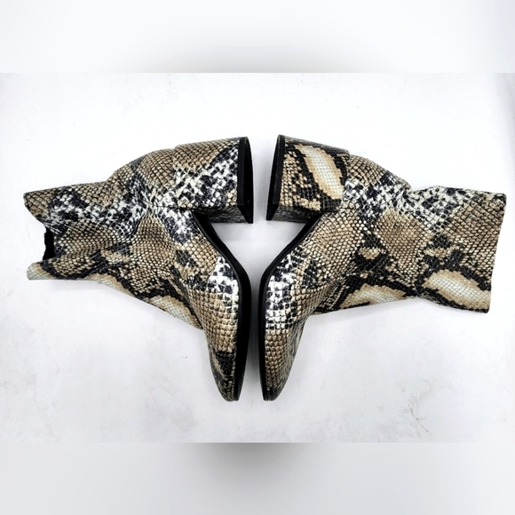 JEFFREY CAMPBELL LEATHER ASHCROFT BLOCK HEEL GREY BROWN SNAKE BOOTS SIZE 36 - Picture 5 of 16